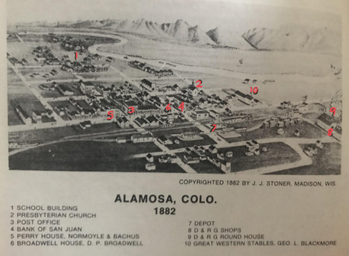 Caption: Alamosa mid 1940s Credit: Map from the SLV Historian